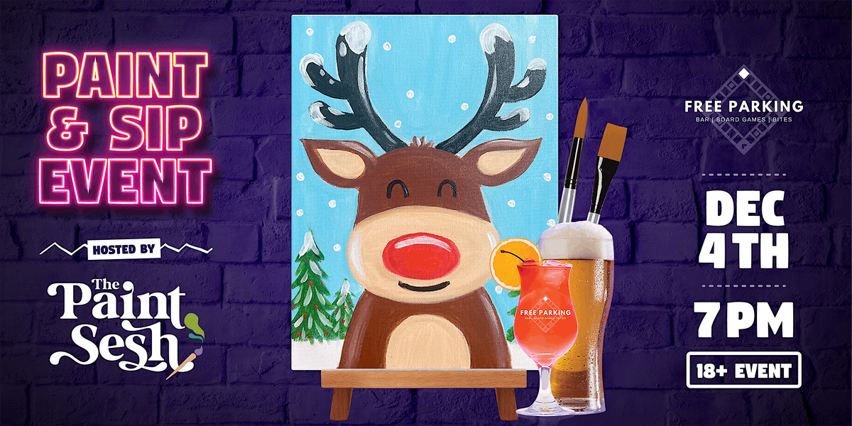 Holiday Paint & Sip Painting Event in Cincinnati, OH \u2013 \u201cRed Nose Reindeer\u201d