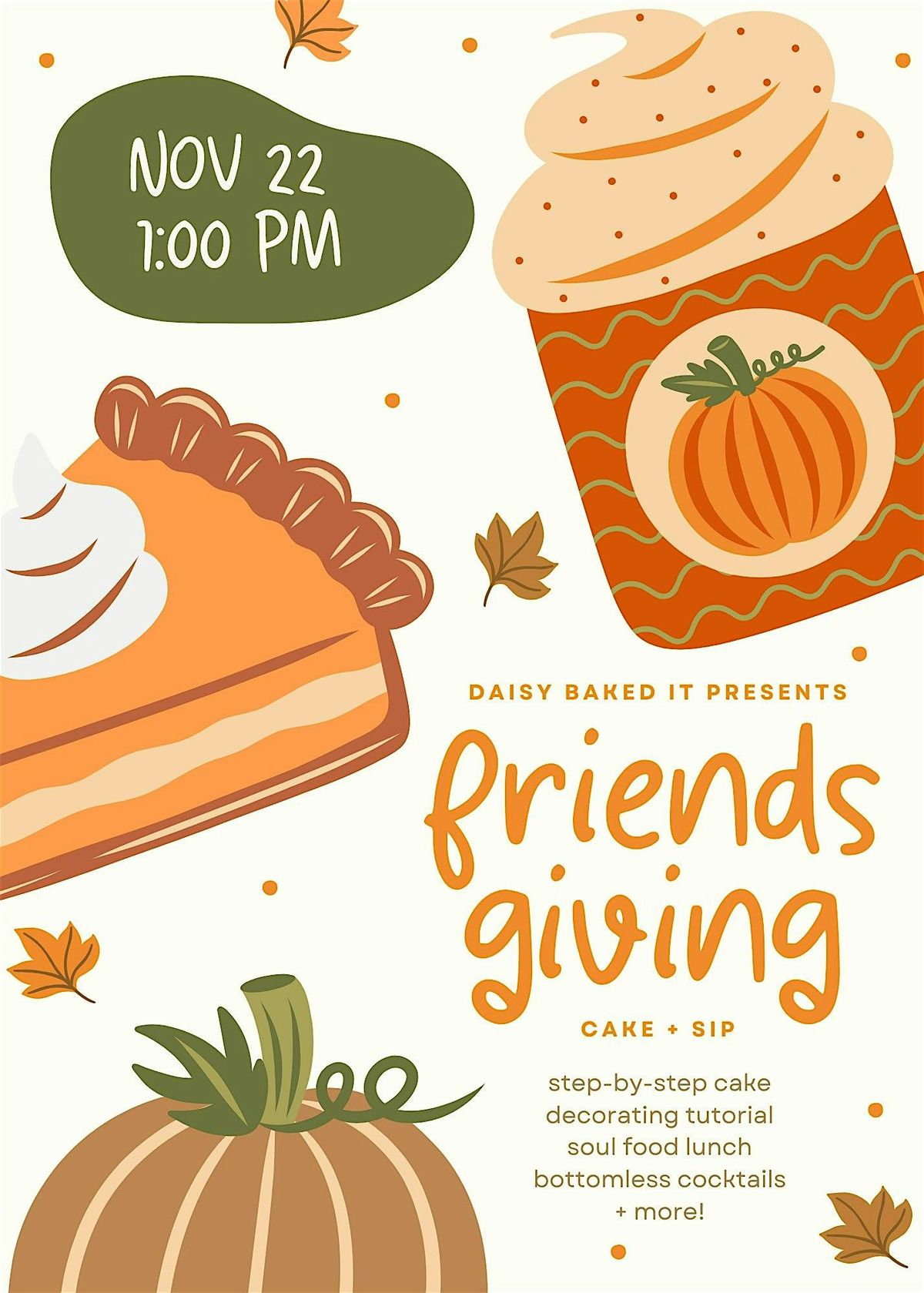 Friendsgiving Cake + Sip: A Cake Decorating Experience
