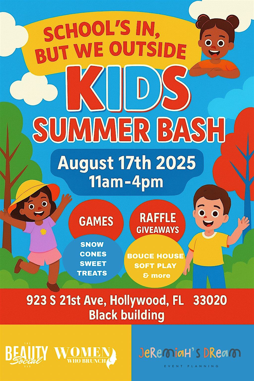 Schools in but we outside, kids summer bash