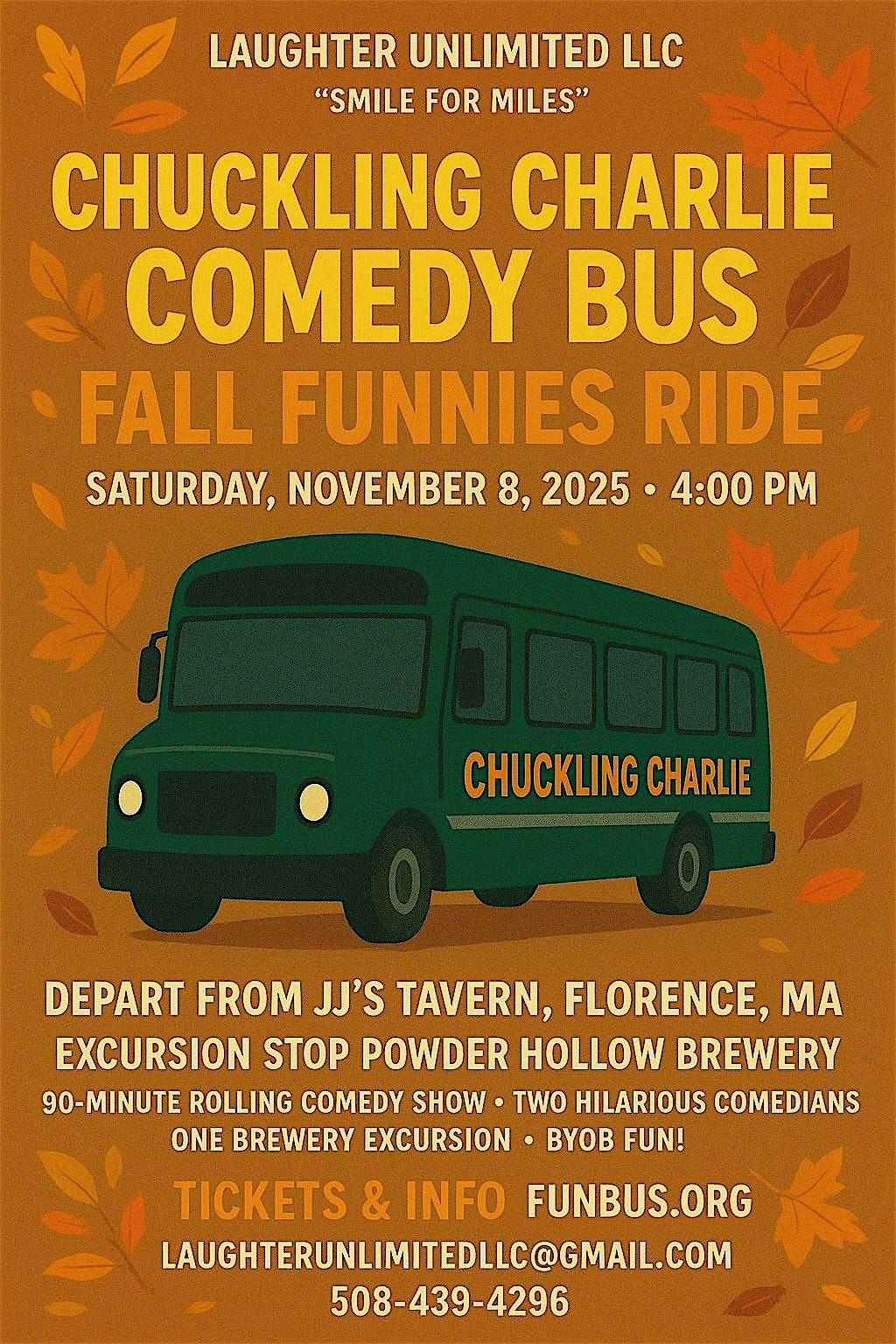 The Chuckling Charlie Comedy Bus \u2014 Fall Funnies Ride!