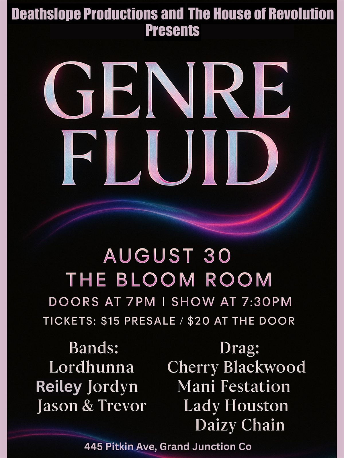 GENRE FLUID: Drag Show + Live Music @ The Bloom Room
