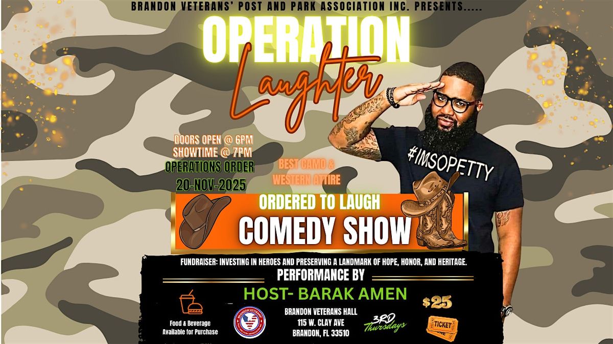 OPERATION LAUGHTER COMEDY SHOW featuring Barak Amen