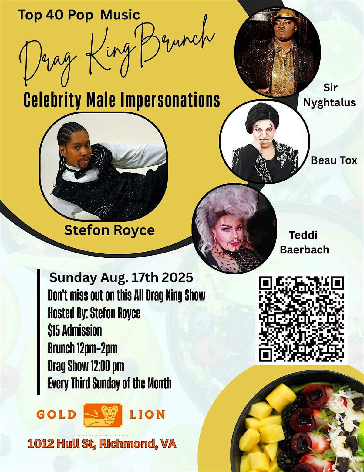 Top 40 Pop Music Drag King Brunch hosted by Stefon Royce