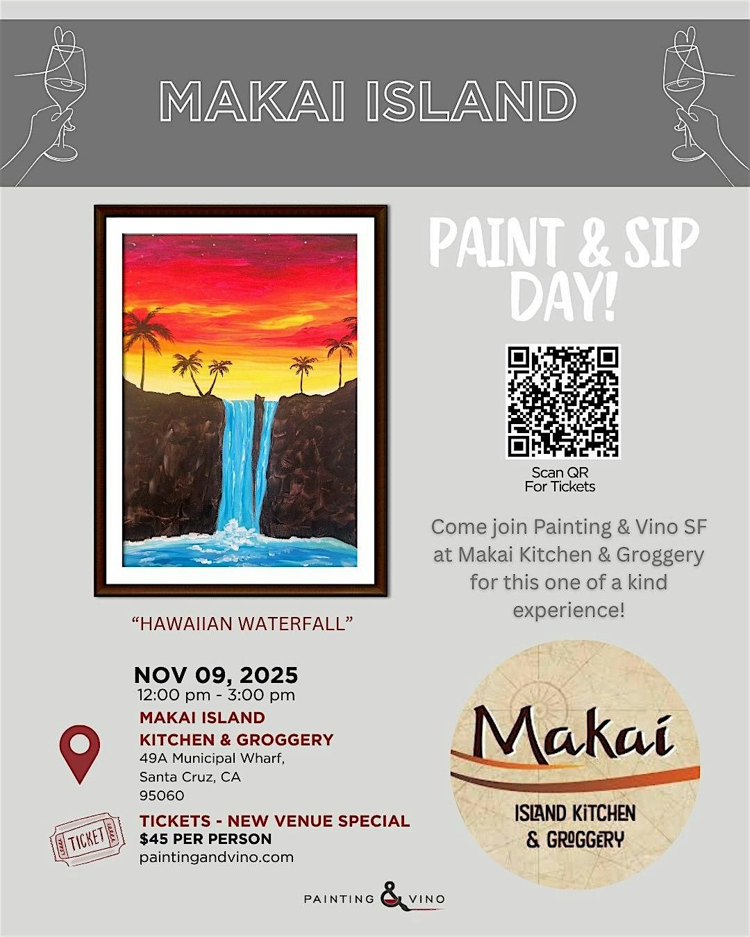 "Hawaiian Waterfall" Paint & Sip on the Santa Cruz Pier