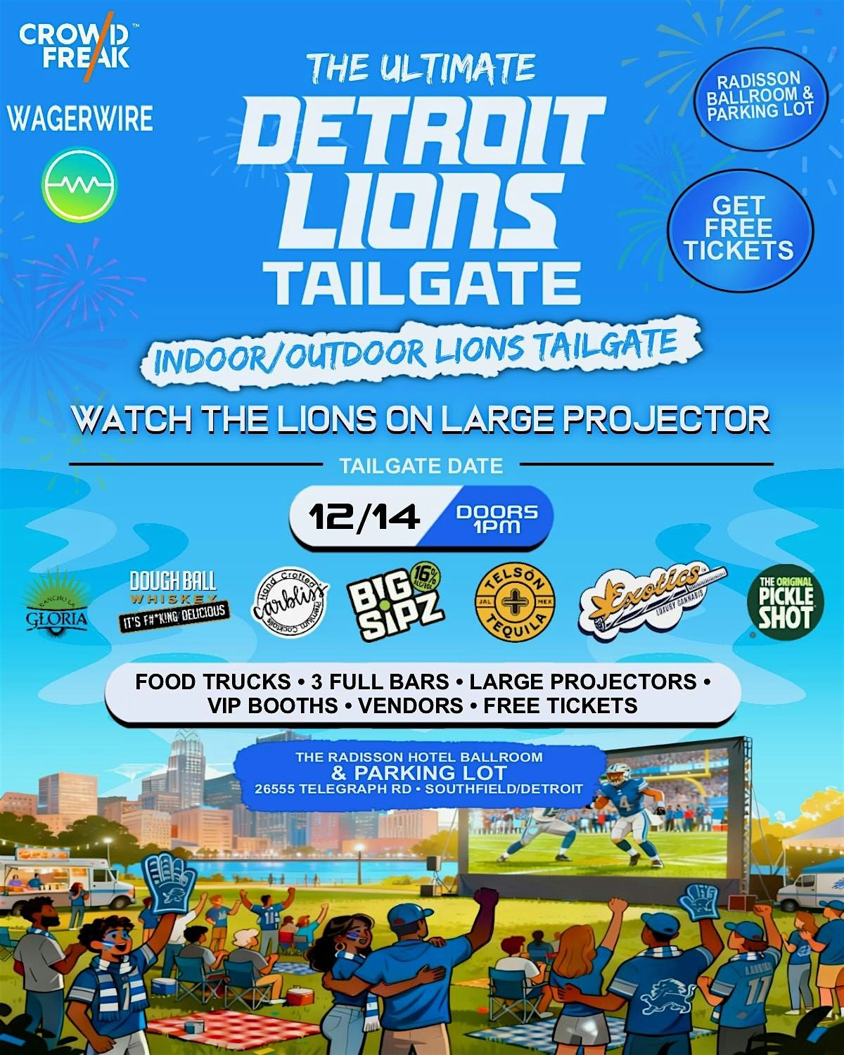 The Ultimate Detroit Lions Tailgate - Indoor Ballroom\/Outdoor Party