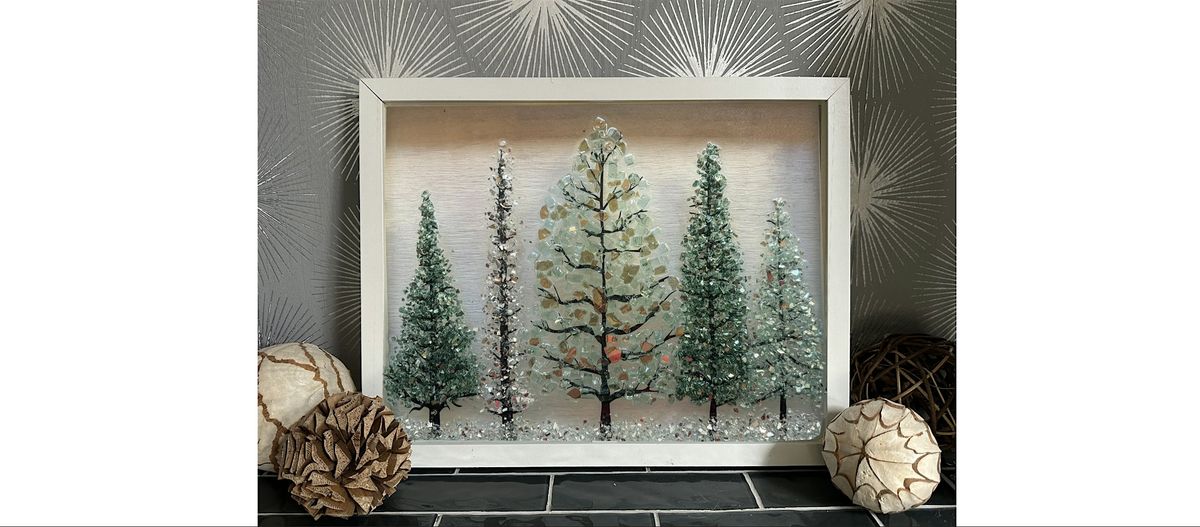 ENCORE Crushed Glass Christmas Tree Scene on Frame Paint Art Sip Class
