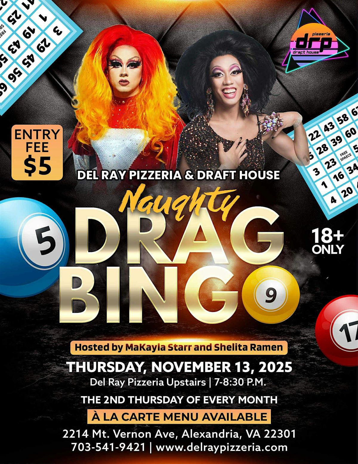 Del Ray Pizzeria Naughty Drag Bingo