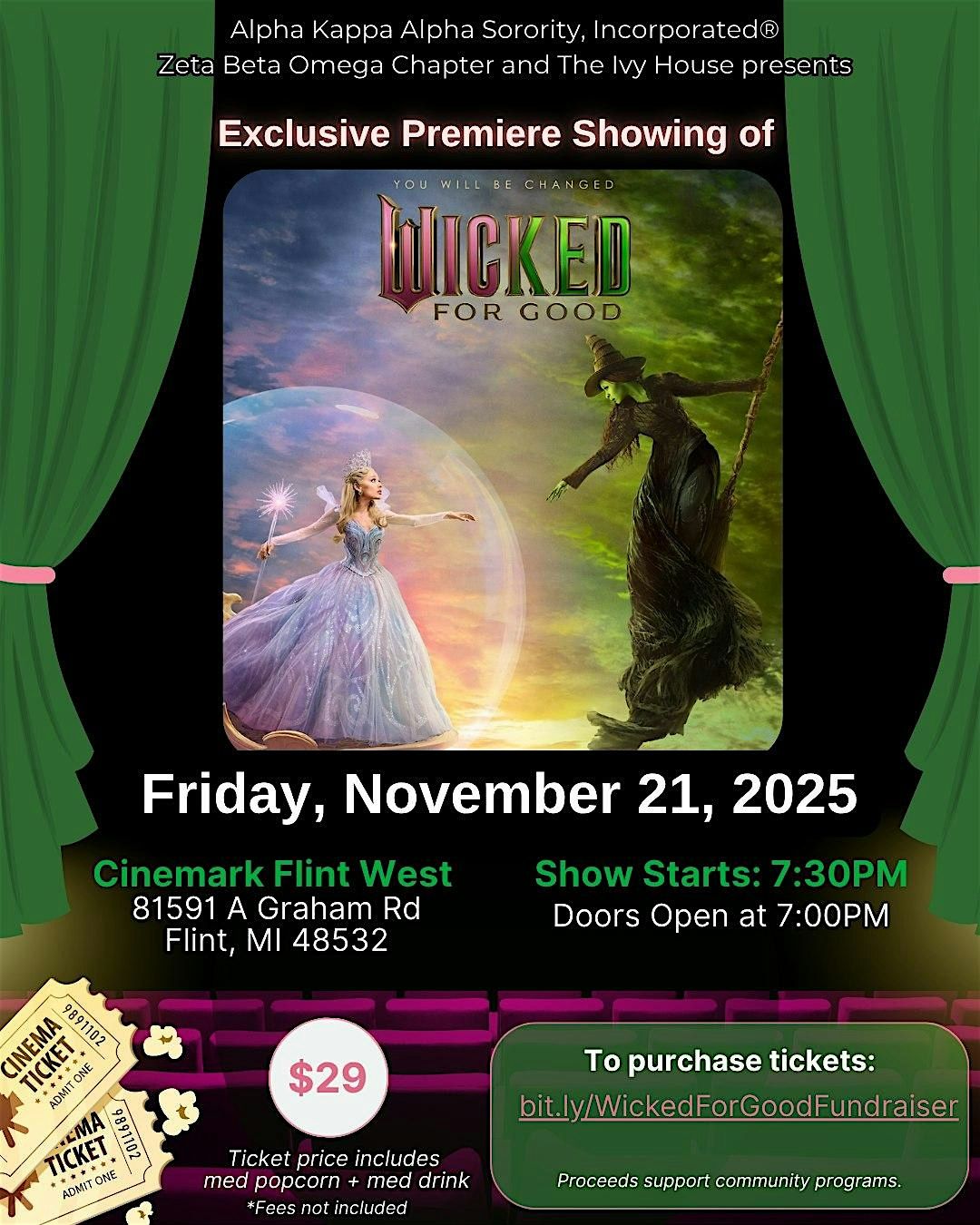 Wicked for Good Movie Fundraiser by The Ivy House and AKA Zeta Beta Omega