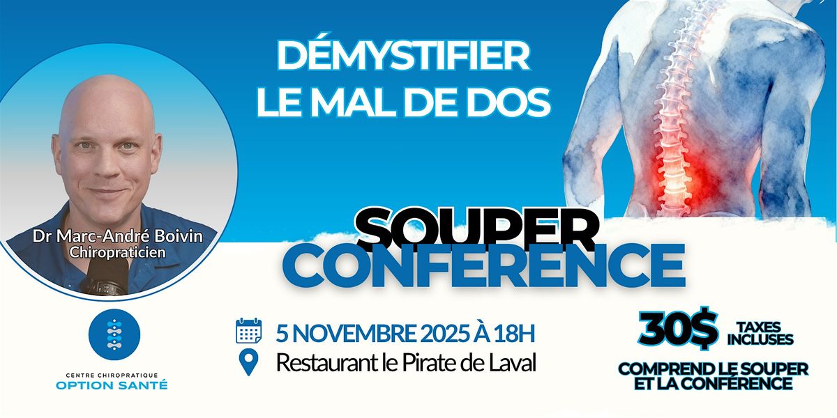 Copie de Souper-conf\u00e9rence: D\u00e9mystifier le mal de dos