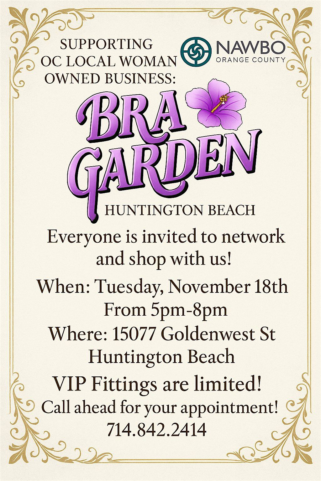 NAWBO OC Mixer with Bra Garden Huntington Beach!
