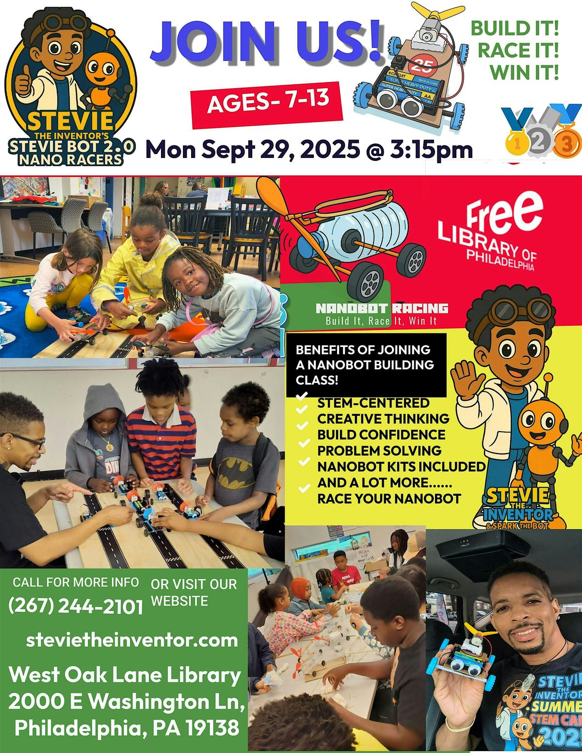 Stevie The Inventor's Nanobot Building Class At West Oak Lane Library
