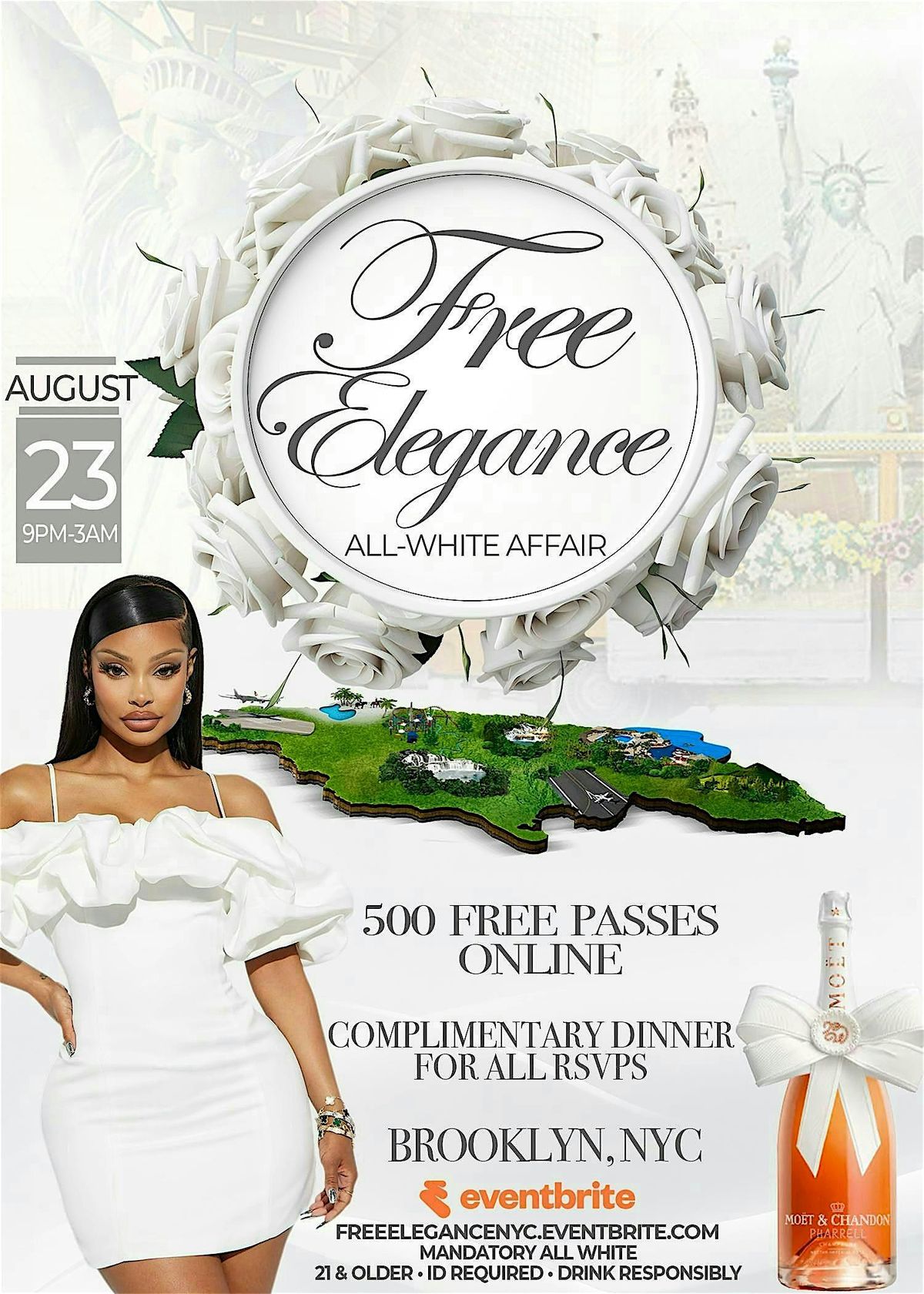 FREE ELEGANCE ALL-WHITE AFFAIR \u2022 FREE ENTRY W\/PASS \u2022 COMPLIMENTARY DINNER