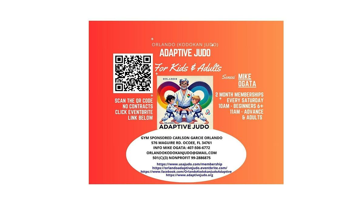 2 Month Adaptive Judo Saturdays @10am Beginners 6+ & 11am Advance