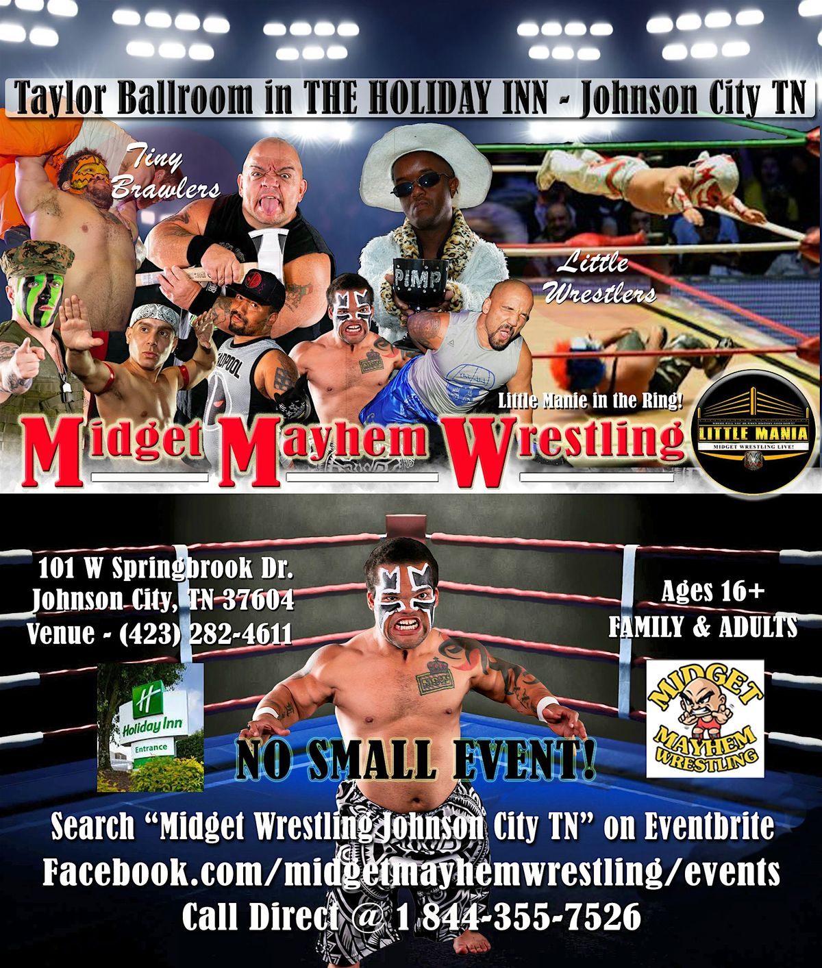 Midget Mayhem Wrestling Rips Through the Ring! Johnson City TN 16+