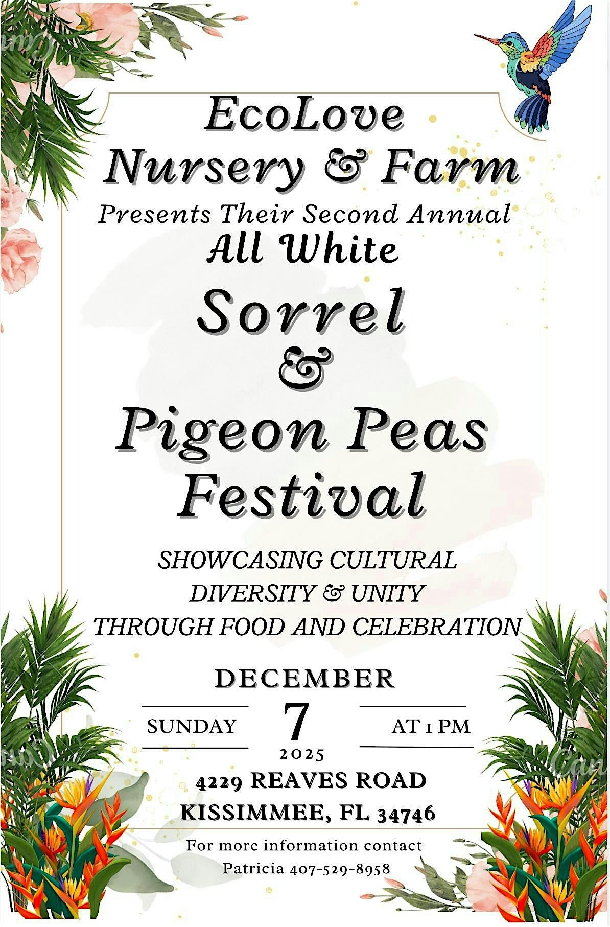 EcoLove Farm All White \u201cSorrel and Pigeon Peas\u201d Festival