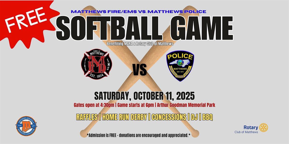 Matthews Fire\/EMS vs Matthews Police Softball Game