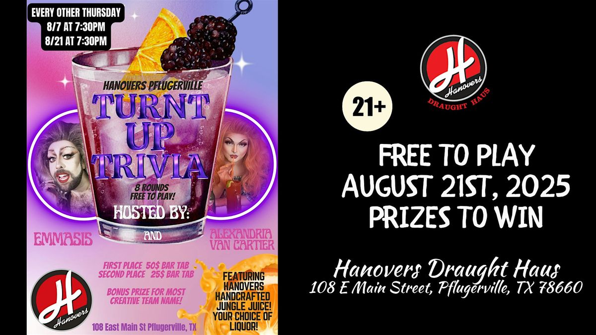 Turnt Up Trivia Night @ Hanovers Pflugerville