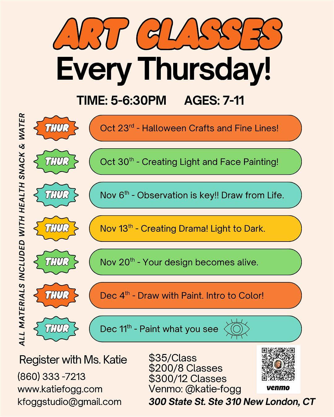 Art Classes Every Thursday Ages 7-11