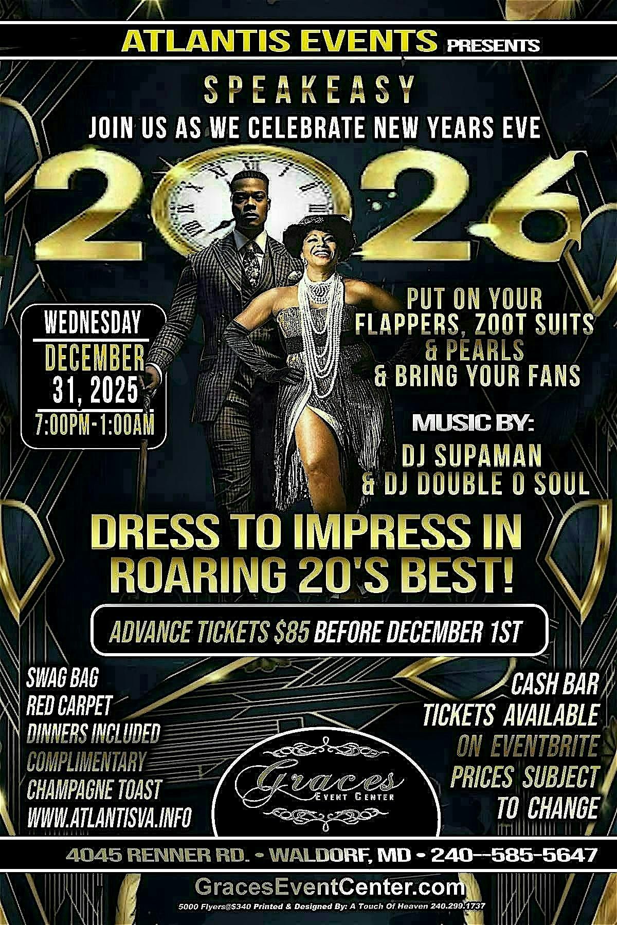 Atlantis Events New Year's Eve 2026 at Graces Event Center In Waldorf, MD