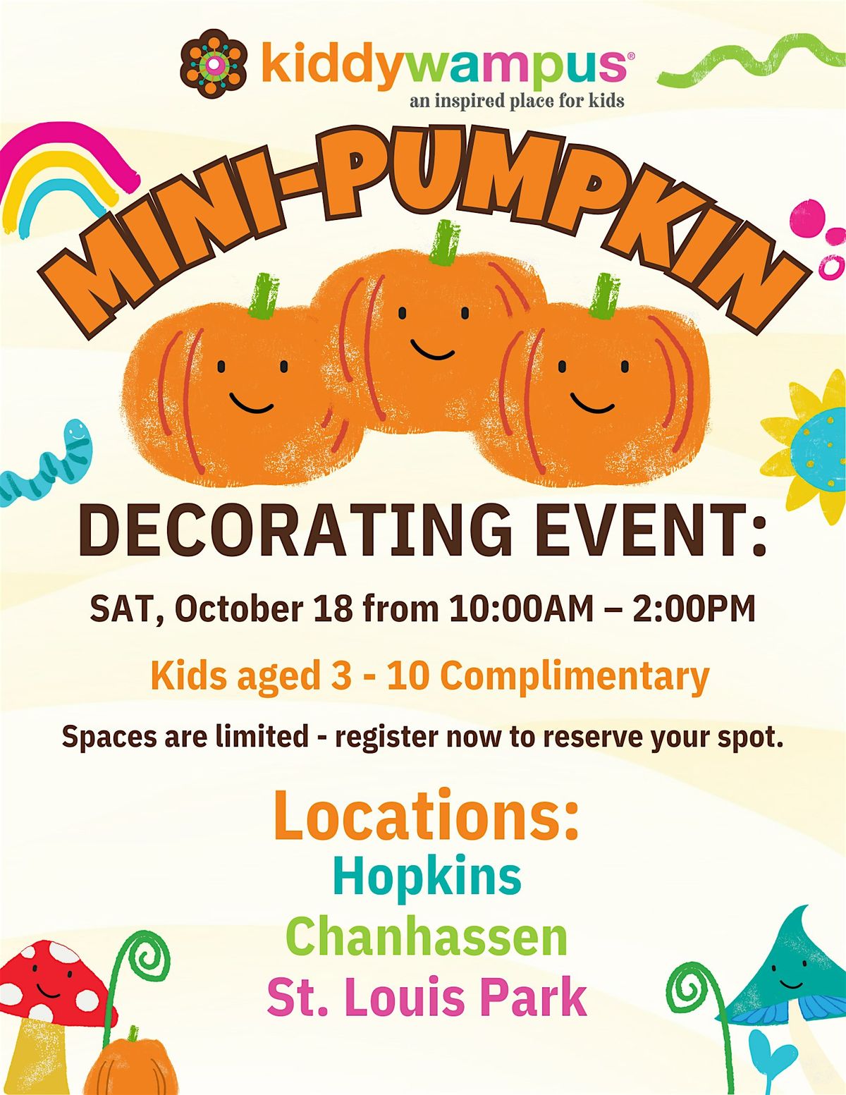 Mini-Pumpkin Decorating Event At kiddywampus! - Chanhassen