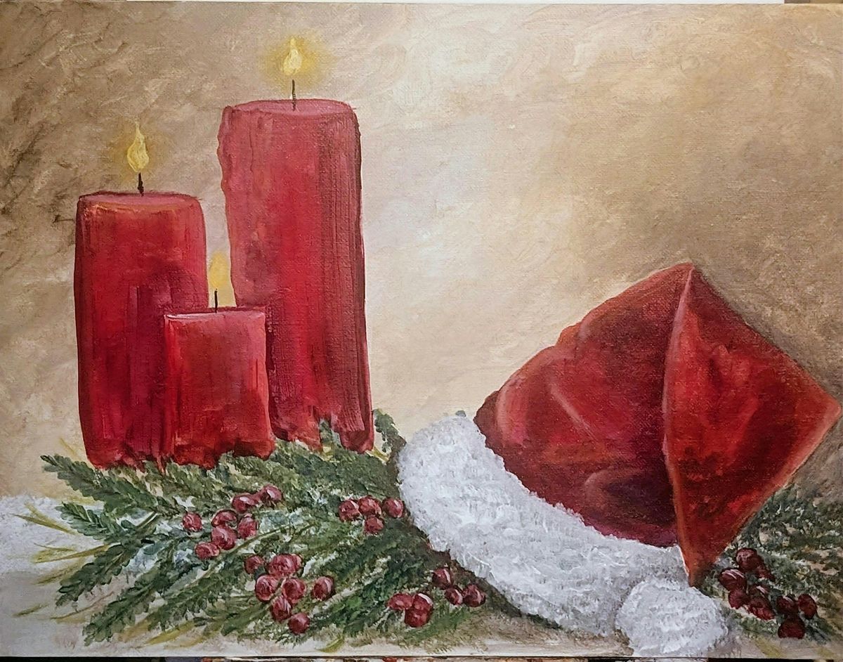 SANTA HAT & CANDLES - Private Paint Party - Angelica Brubaker