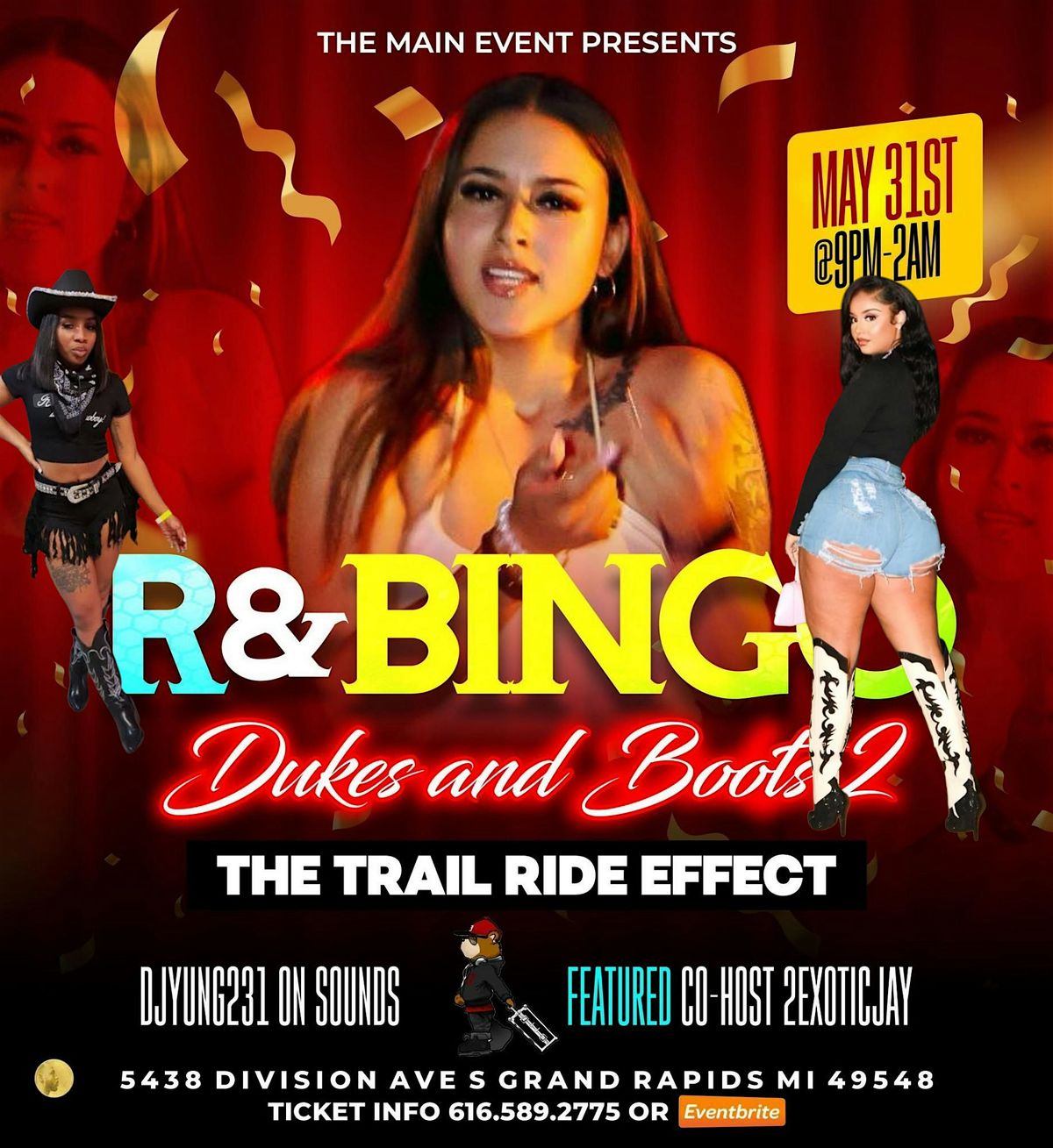 R&BINGO "BOOTS AND DUKES 2" THE TRAIL RIDE EFFECT CO-HOSTING JANELLE SINDAB
