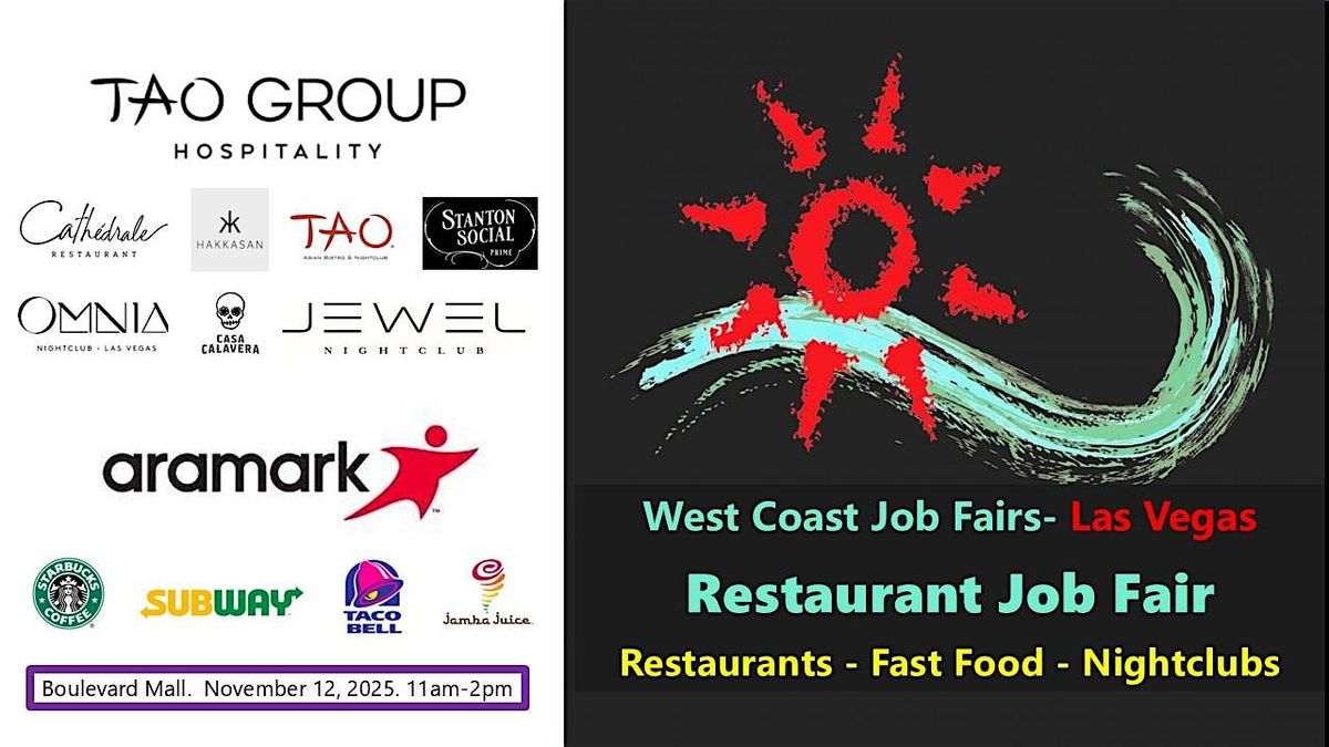Restaurants and Fast Food Job Fair + Hotels, Casinos, Nightclubs and more!
