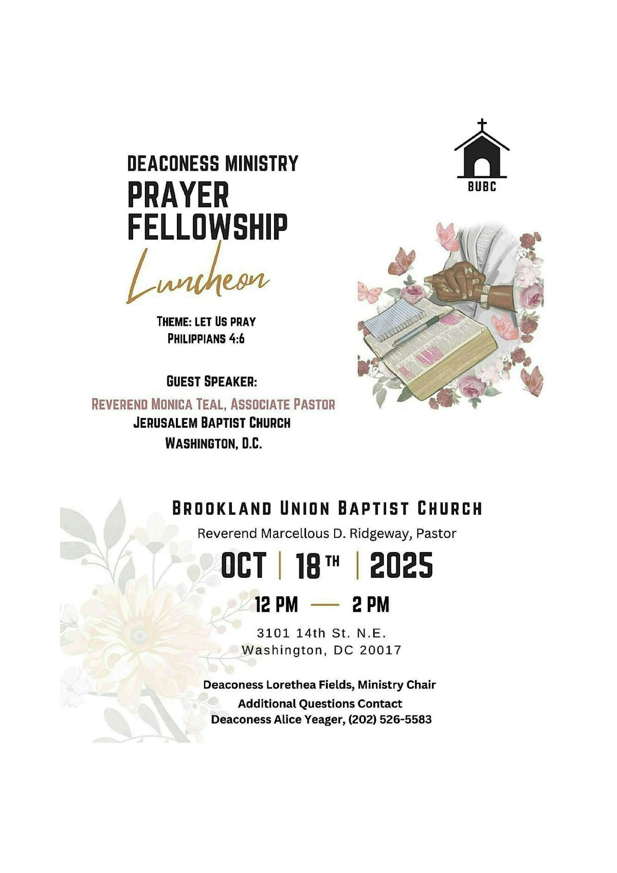 Brookland Union's Deaconess Ministry Prayer Fellowship Luncheon