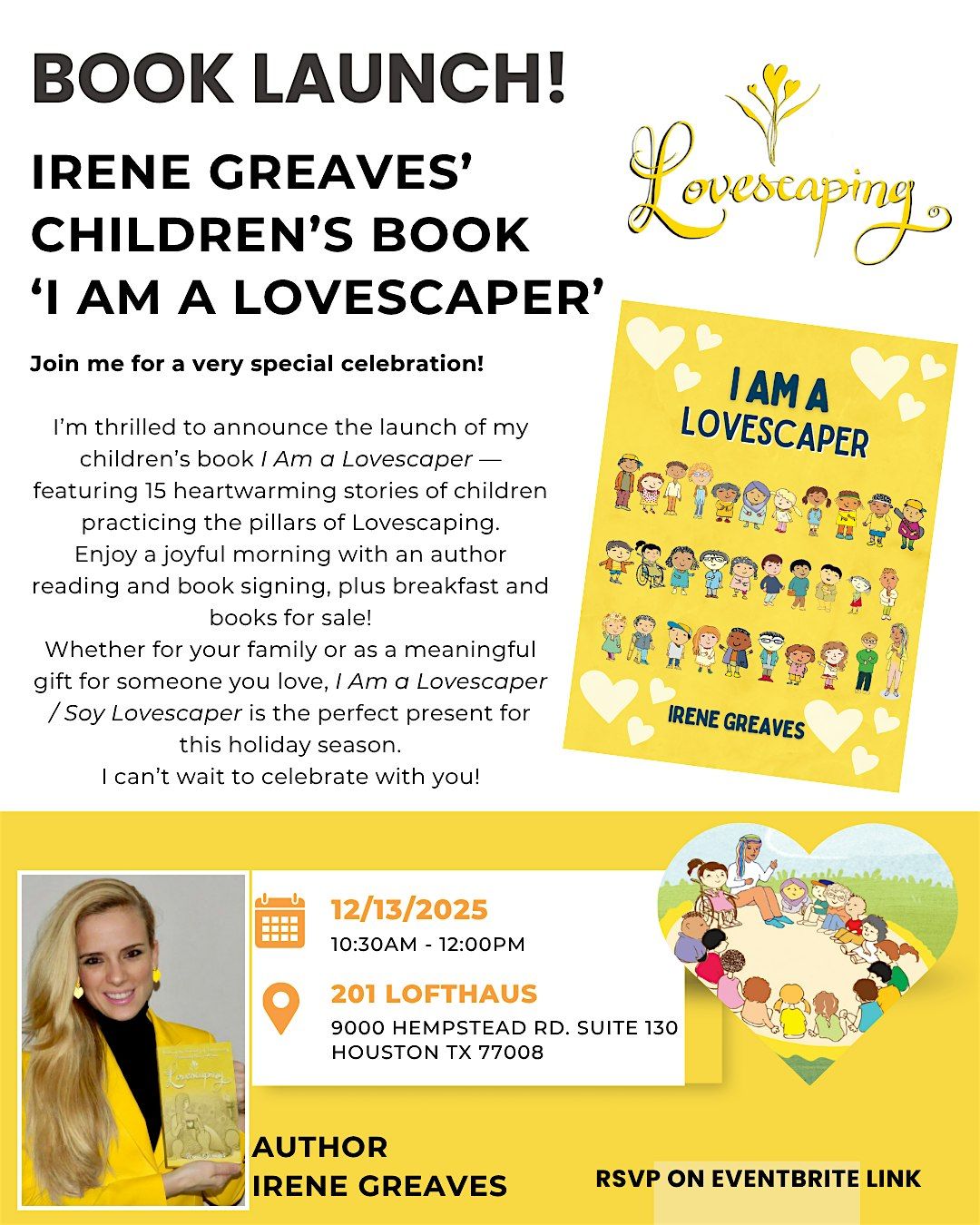 Irene Greaves' Children's Book 'I am a Lovescaper' Launch!