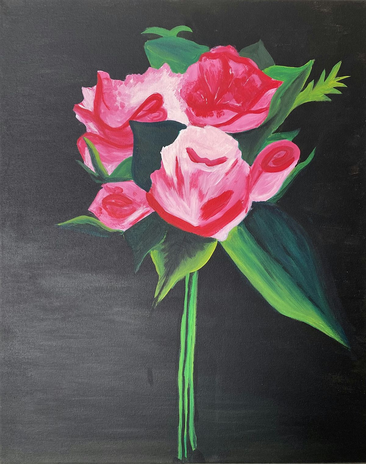 Roses paint and sip painting event @ Mimi\u2019s Cafe Folsom