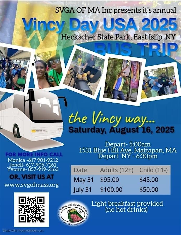 Vincy Day USA 2025 - Boston to NY Bus Trip