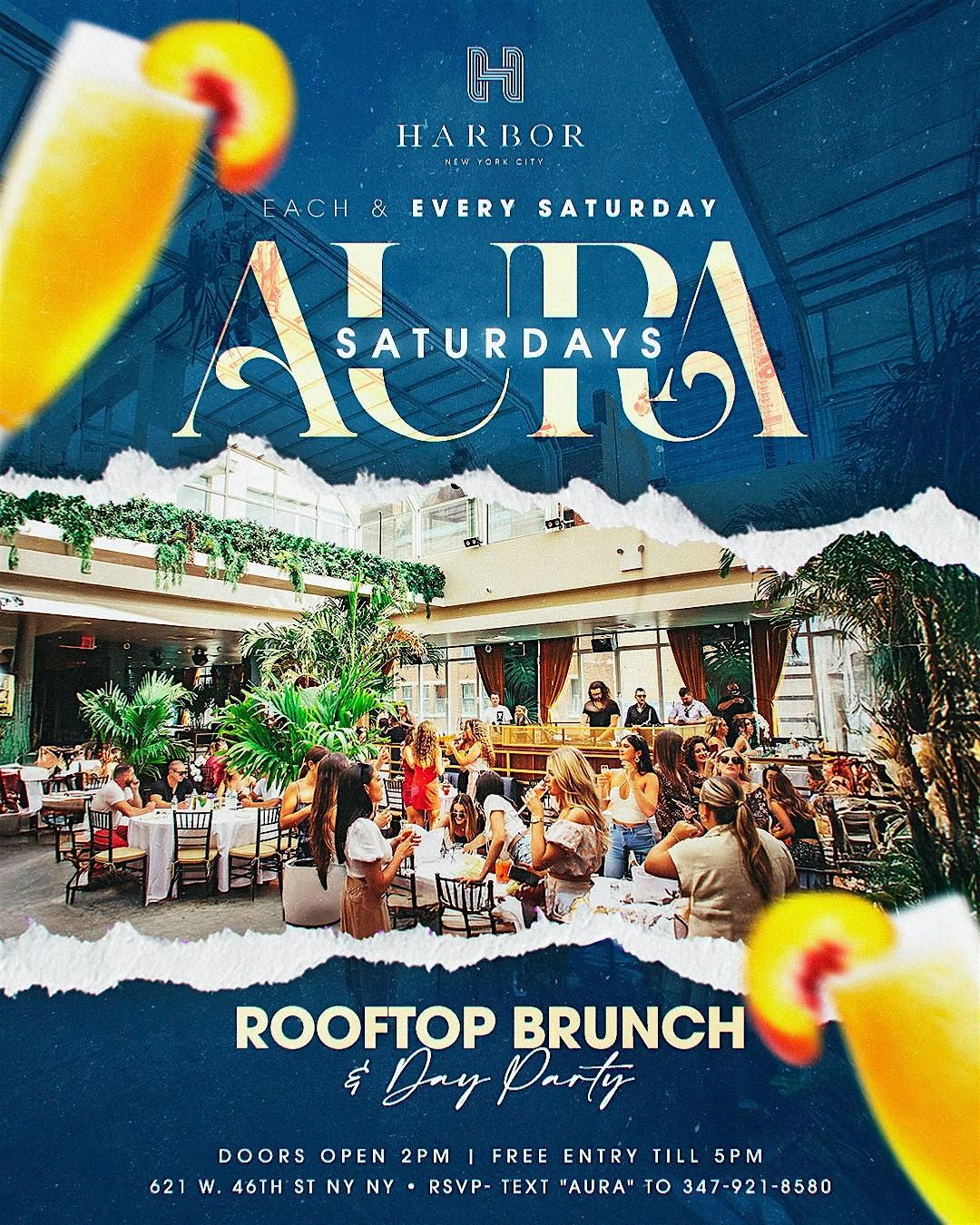 Aura Saturdays Rooftop Brunch & Day Party @ Harbor NYC