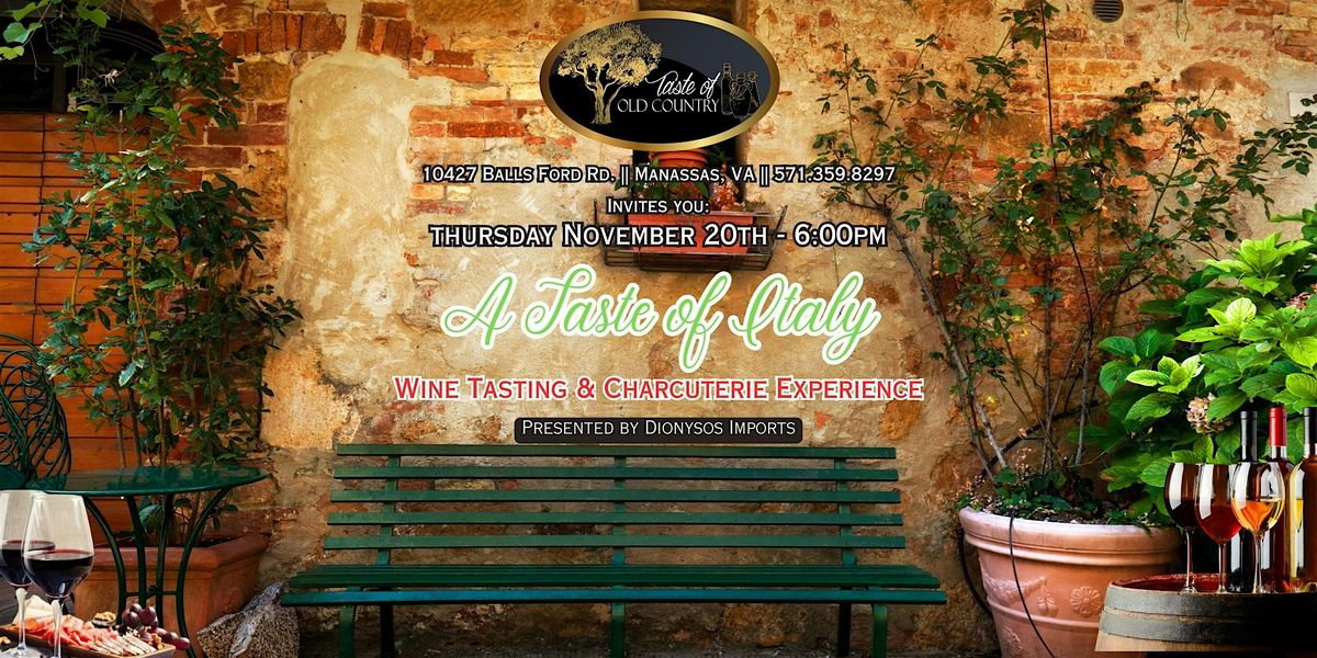 A Taste of Italy - Wine & Small Bite Tasting Experience