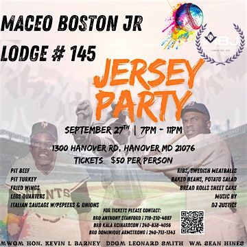 Maceo Boston Jr Lodge. 145 Jersey party