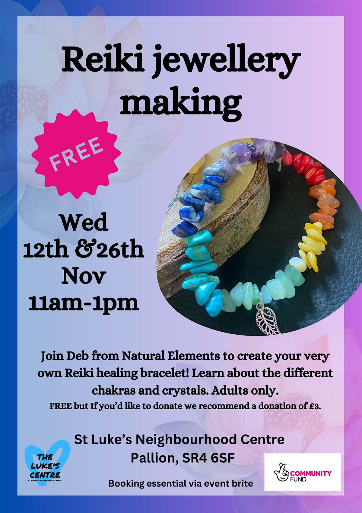 Reiki Jewellery making- Free! (Donations welcome!)