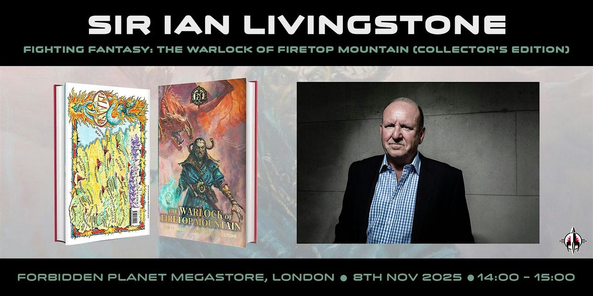 Sir Ian Livingstone signing The Warlock Of Firetop Mountain