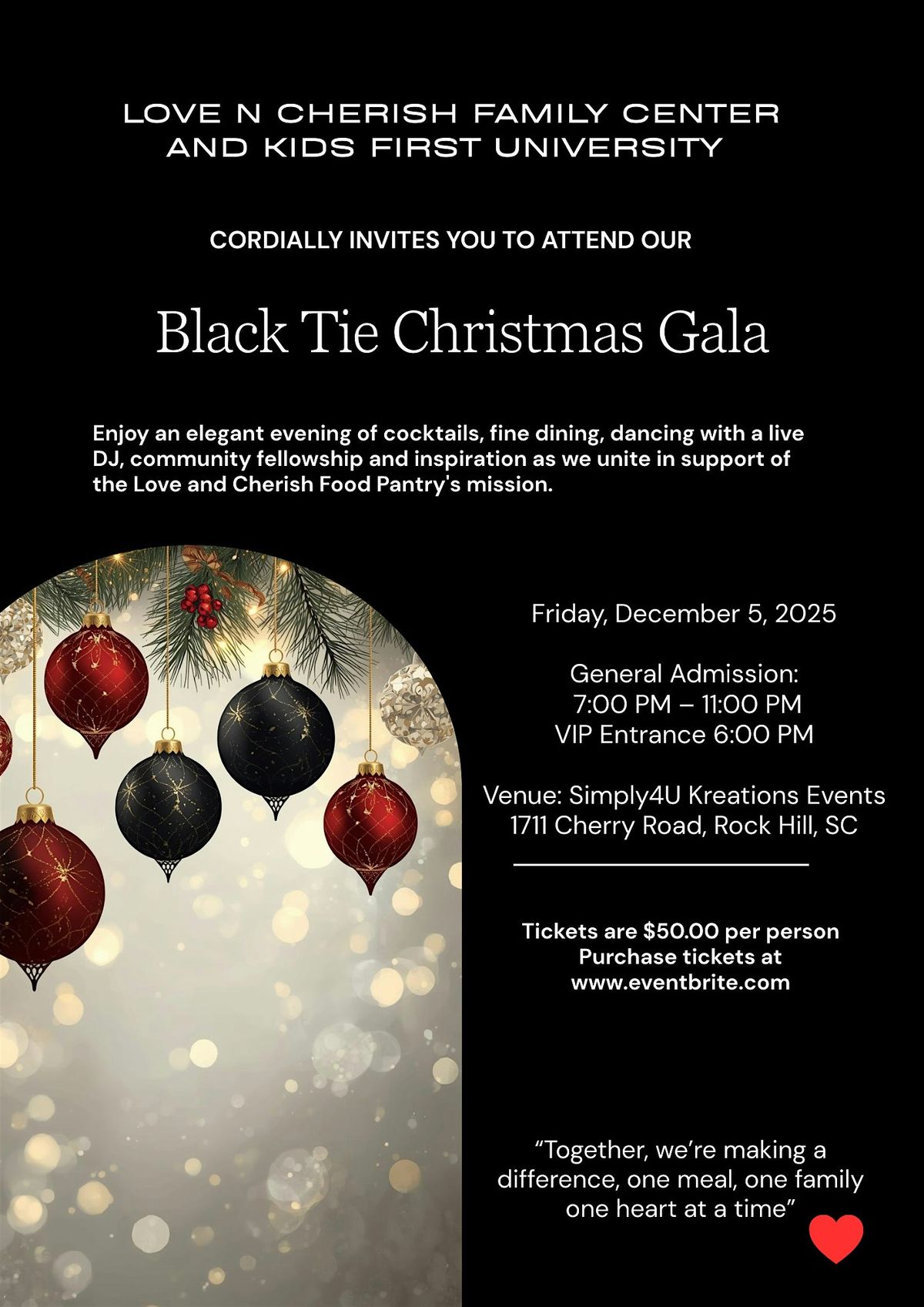 Love and Cherish Food Pantry Black Tie Holiday Gala