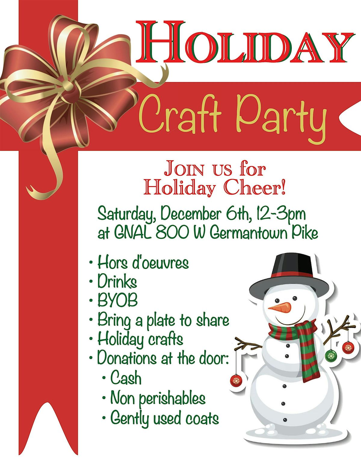 GNALs Holiday Craft Party