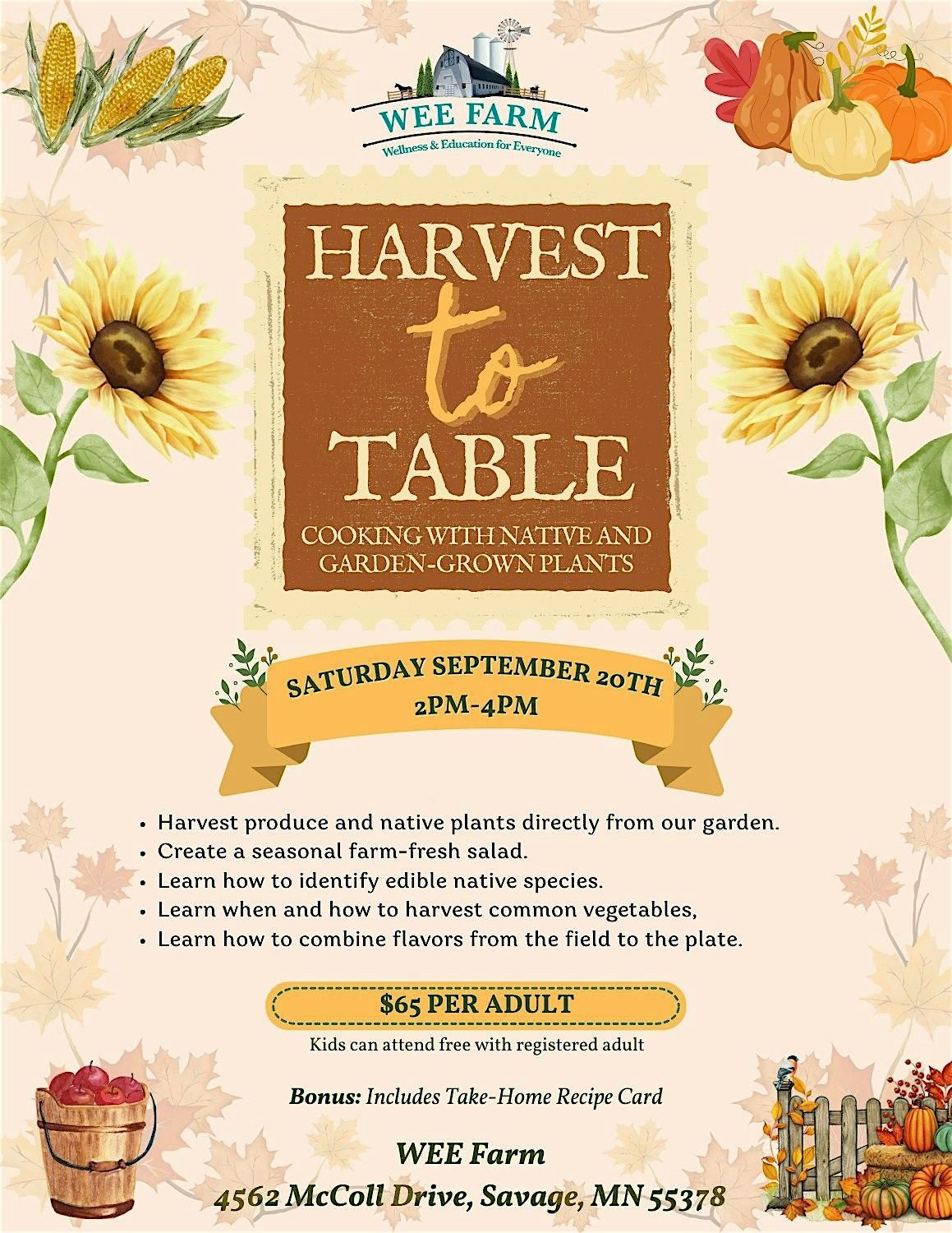 Harvest to Table Cooking Class