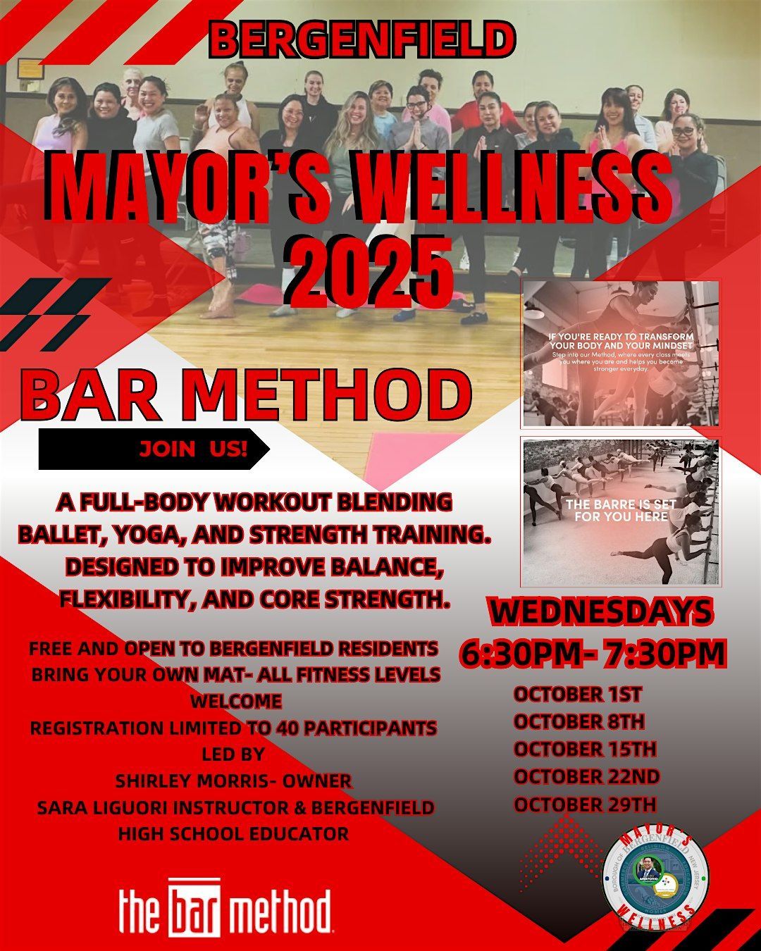 Mayor's Wellness Program Presents- The Bar Method Week 3