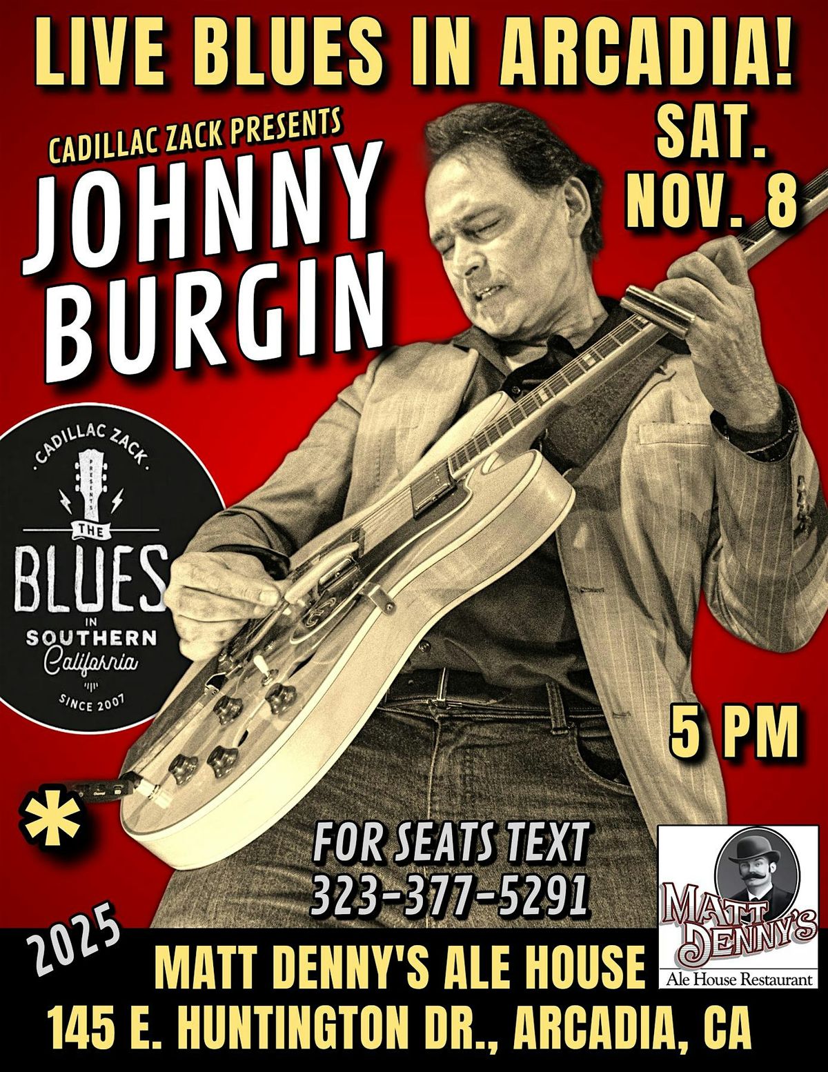JOHNNY BURGIN - Blues Guitar Master from Chicago - in Arcadia!