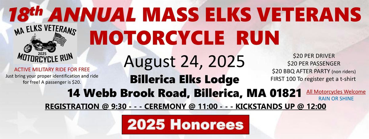 Mass Elks Veterans Motorcycle Run - Billerica 2025