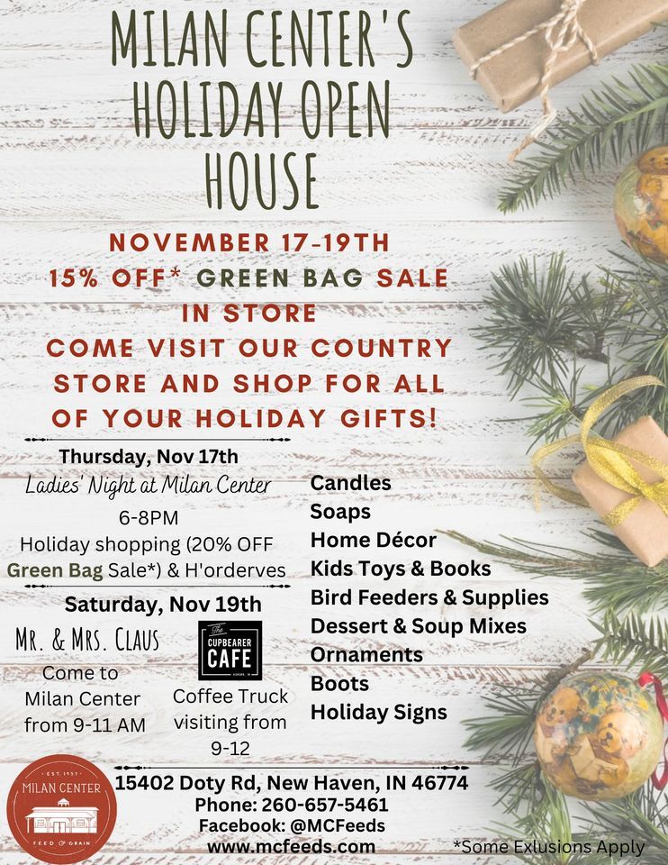 Holiday Open House | Milan Center Feed & Grain, New Haven, IN ...