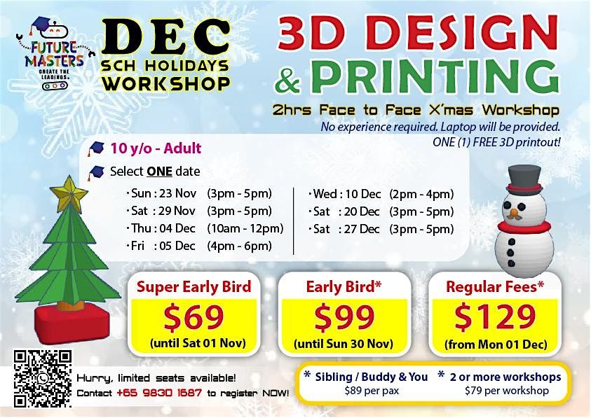 Future Masters Academy: December 2025 3D Design and Printing Workshop