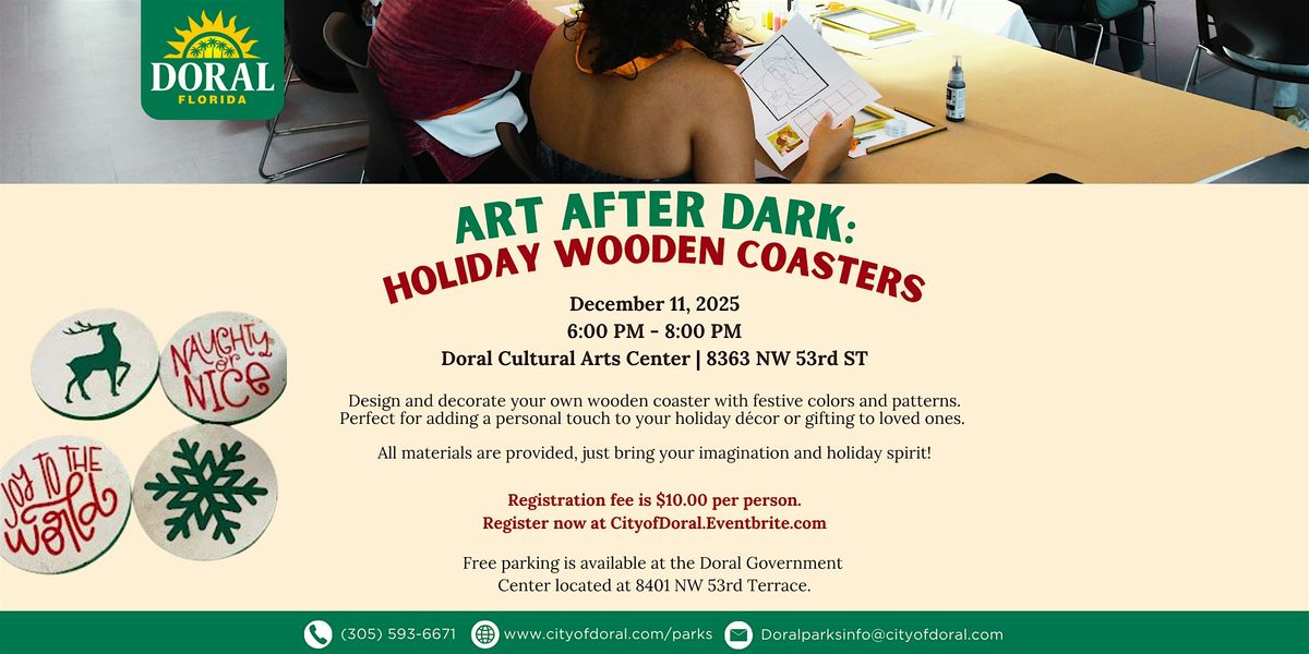 Art After Dark: Holiday Wooden Coasters