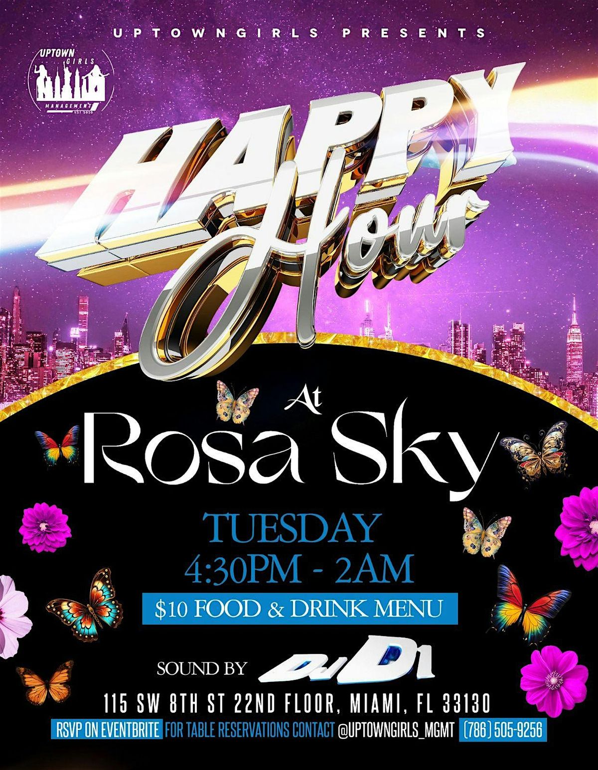 Uptowngirls Presents Happy Hour Tuesdays at Rosa Sky