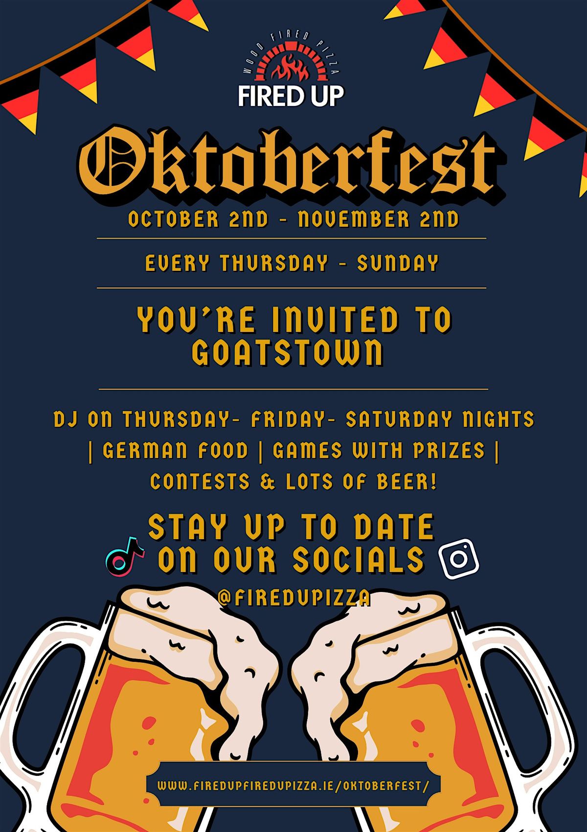Oktoberfest Dublin at Fired Up Pizza in Goatstown all October