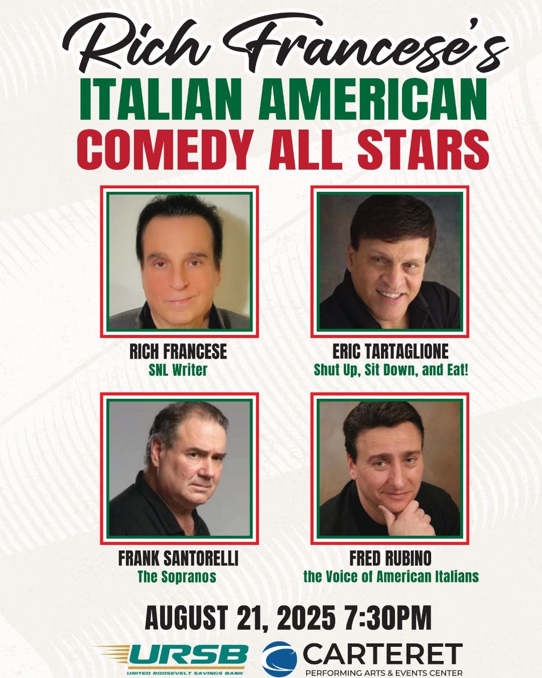 Rich Francese's Italian American Night of Comedy at The Vogel at Count Basie Center for the Arts