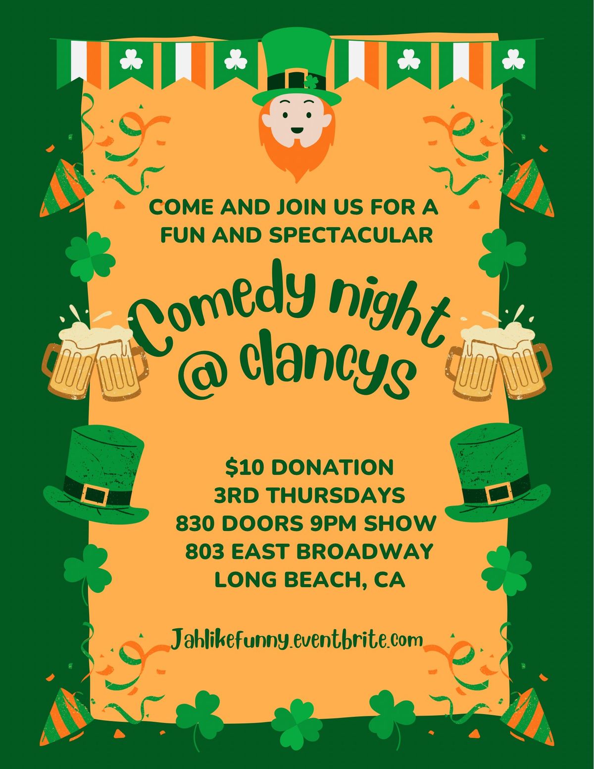 Comedy Night at Clancys Clancy's Irish Pub, Long Beach, CA July 18