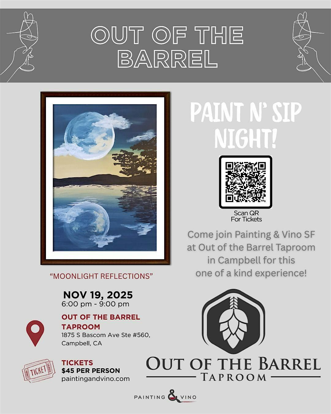 "Moonlight Reflections" Paint & Sip @ Out of the Barrel Campbell
